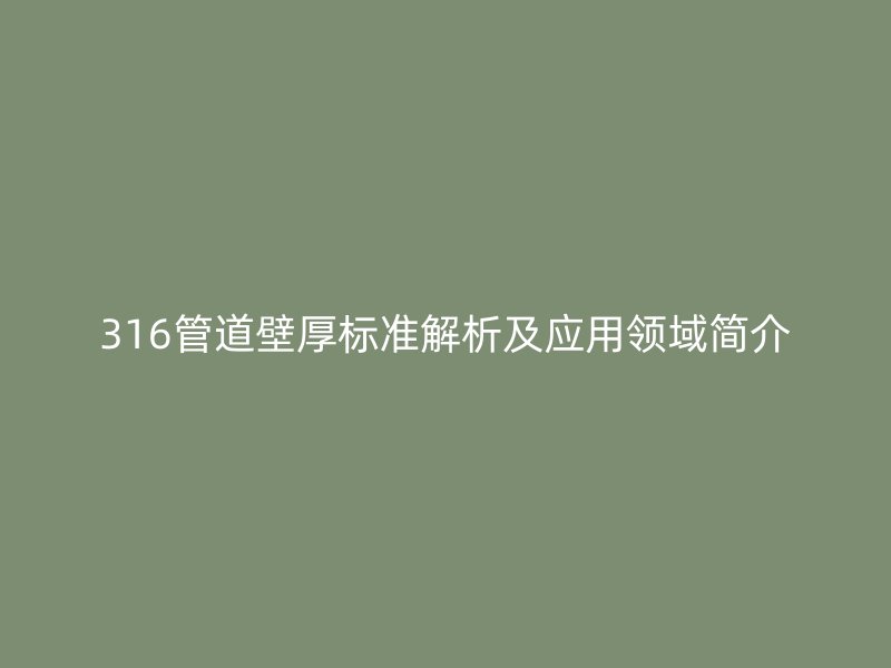 316管道壁厚標準解析及應用領域簡介