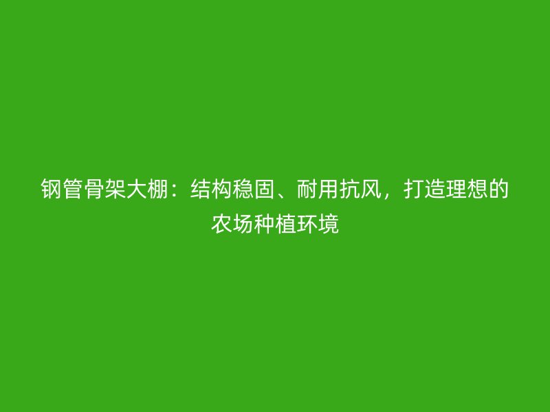 鋼管骨架大棚：結構穩固、耐用抗風，打造理想的農場種植環境