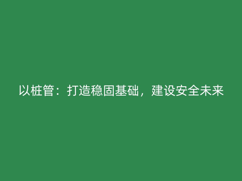 以樁管：打造穩固基礎，建設安全未來