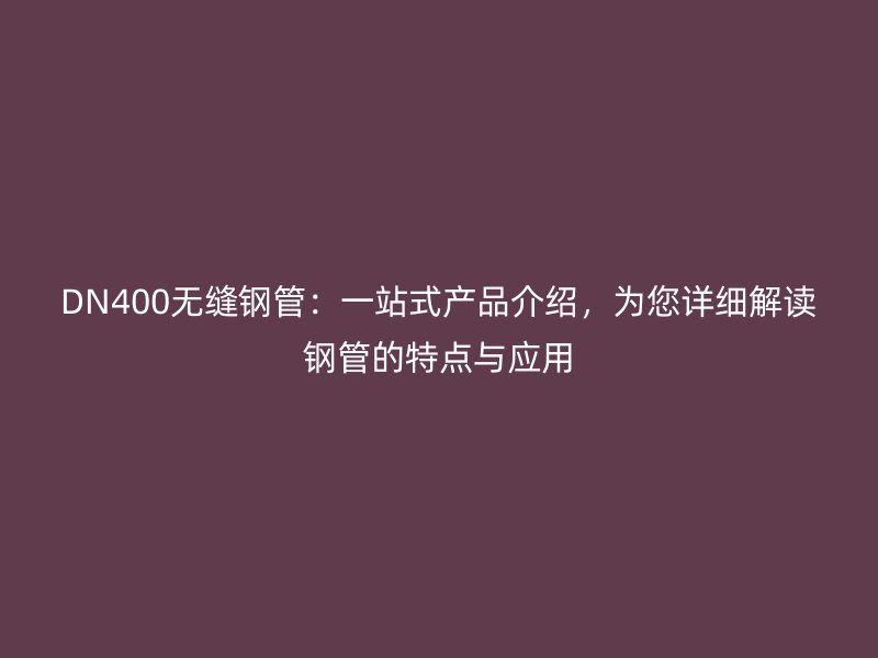 DN400無縫鋼管：一站式產(chǎn)品介紹，為您詳細解讀鋼管的特點與應用