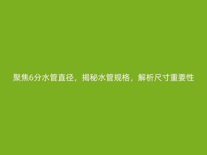 聚焦6分水管直徑，揭秘水管規格，解析尺寸重要性