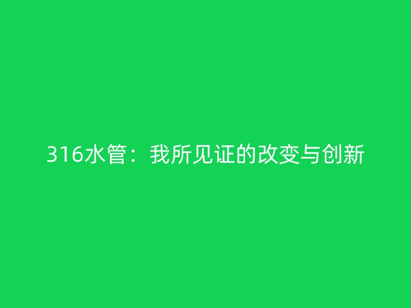 316水管:我所見證的改變與創新