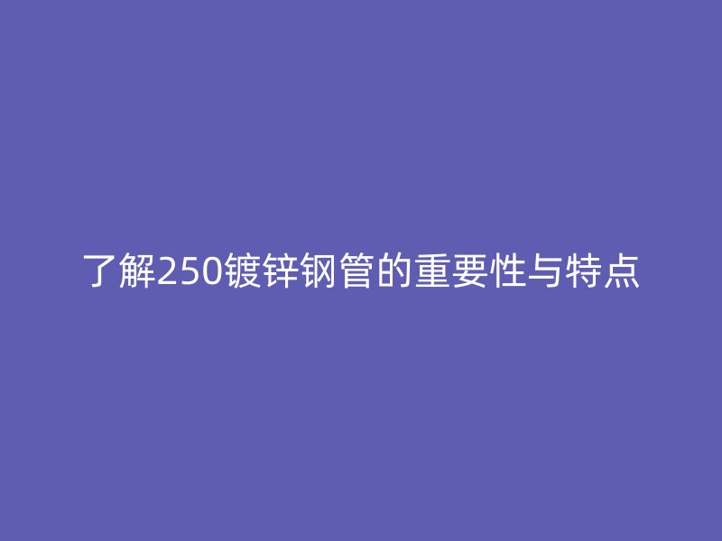 了解250鍍鋅鋼管的重要性與特點